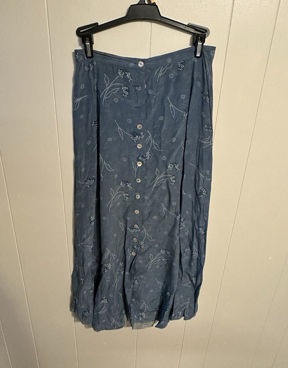 Rena Rowan for Saville Vintage Women’s Blue Floral 100% Silk Midi Skirt Size 4